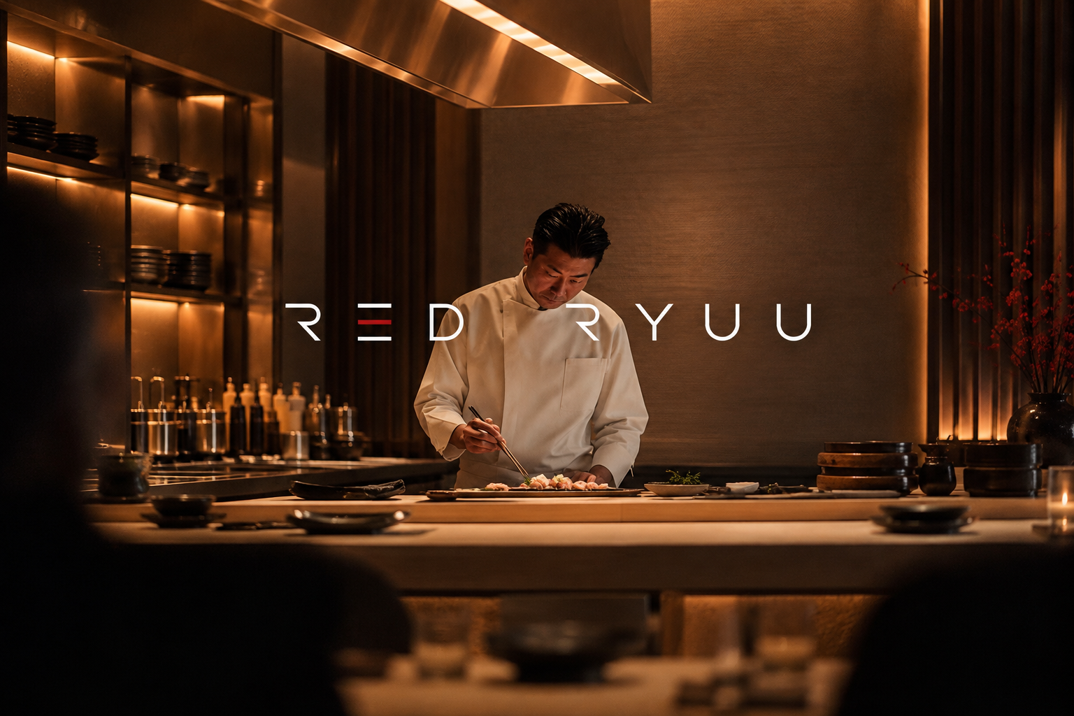 Chef at work beneath the RED RYUU name